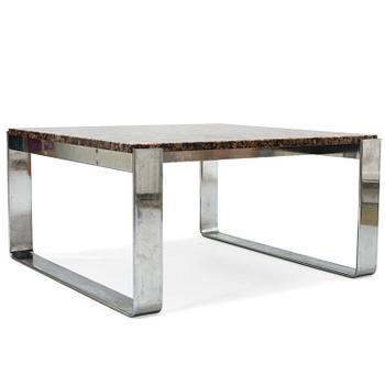 A chromed steel and polished granite coffee table, latter half of the 20th century.