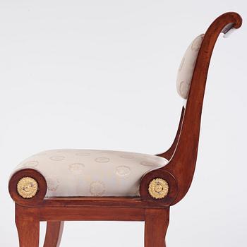 A set of five mahogany Empire chairs, the model attributed to C. F. Sundvall (1754-1831).