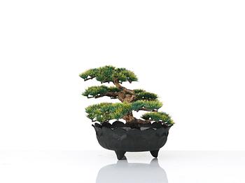 Estrid Ericson, an elastoline bonsai tree mounted in a Japanese patinated metal pot, Svenskt Tenn, Sweden 1960-70's.