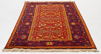 A semi antique Romanian "Lotto" rug, c. 214 x 123 cm.