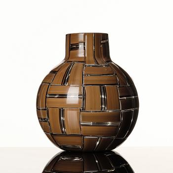 Ercole Barovier, a brown and black 'a tessese' vase, Barovier & Toso, Murano Italy, 1950s-1960s.