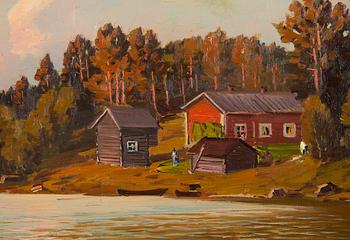 Eugen Taube, Shore Houses in Evening Light.