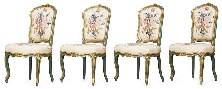 Four Swedish Rococo chairs.