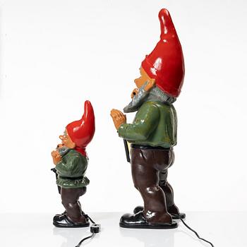 Tomtar, 2 st,  Heissner, Västtyskland, 1970/80-tal.