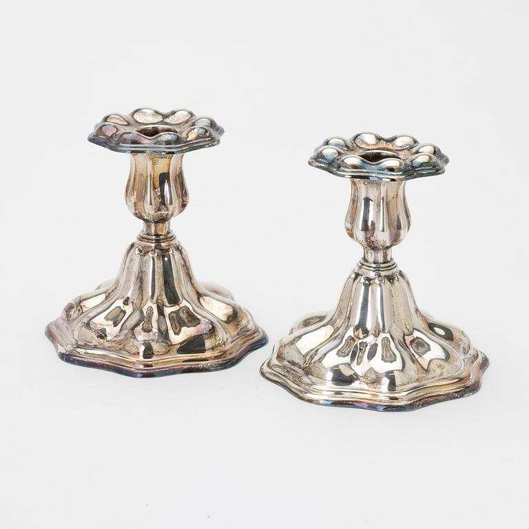 Candlesticks, silver, a pair, C. G. Hallberg, Stockholm, 1946.