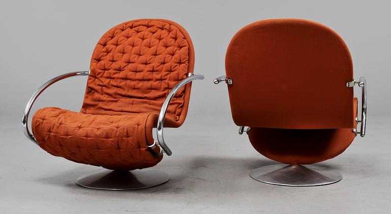 FÅTÖLJER, ett par, "1-2-3 system de luxe" (modell A6101), Verner Panton, Fritz Hansen, modellen formgiven 1973.