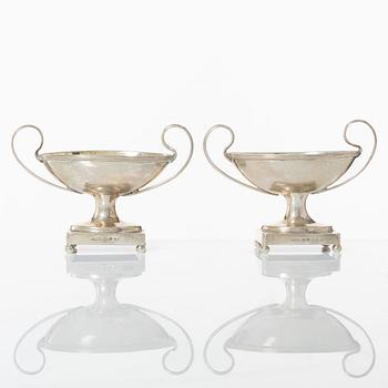 A pair of Swedish silver salt cellars, marks of Carl Magnus Ryberg, Stockholm 1811.