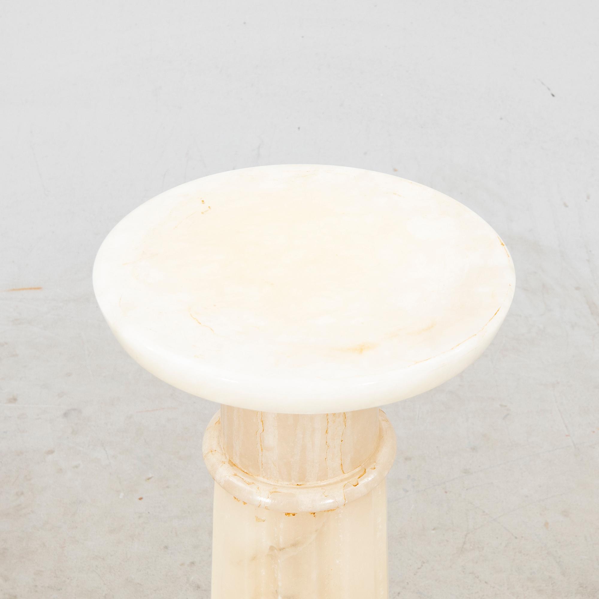 An alabaster pedestal later part of the 20th century.