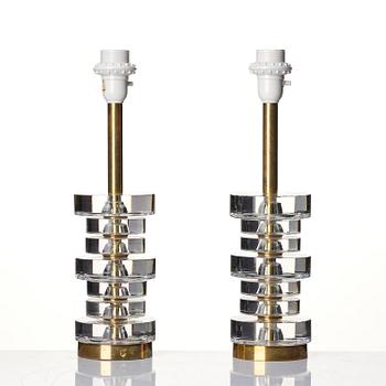 Carl Fagerlund, a pair of table lamps model "RD 1984", Orrefors, 1960s-70s.