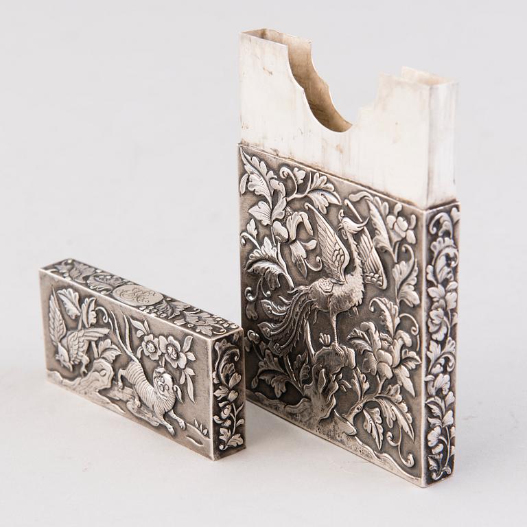 CARDCASE, silver, Khecheong, Kiina, Kanton 1850-1870.