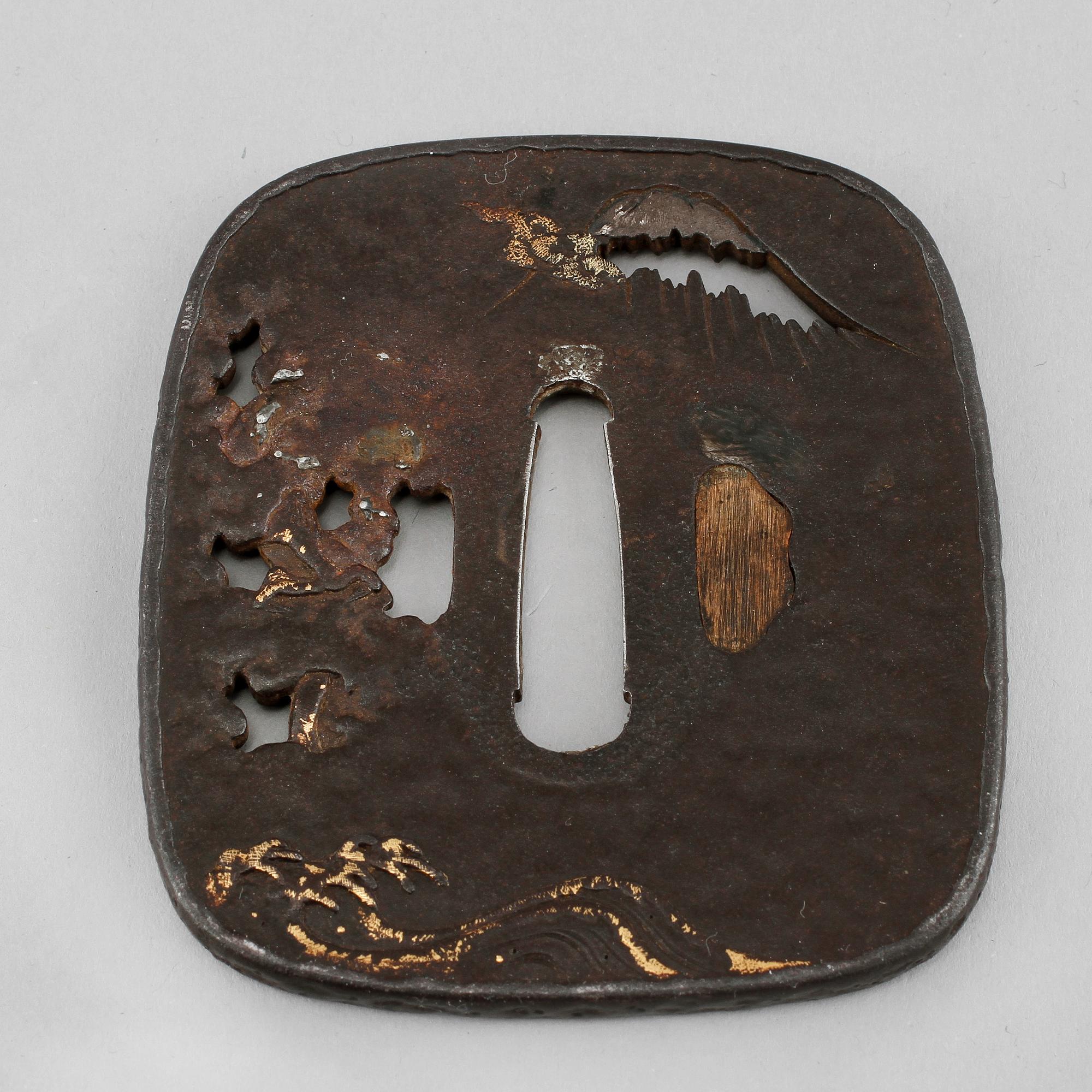 TSUBA, järn, Japan, tidigt 1900-tal.