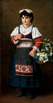 245. Arvid Liljelund, "ITALIAN GIRL WITH FLOWERS".