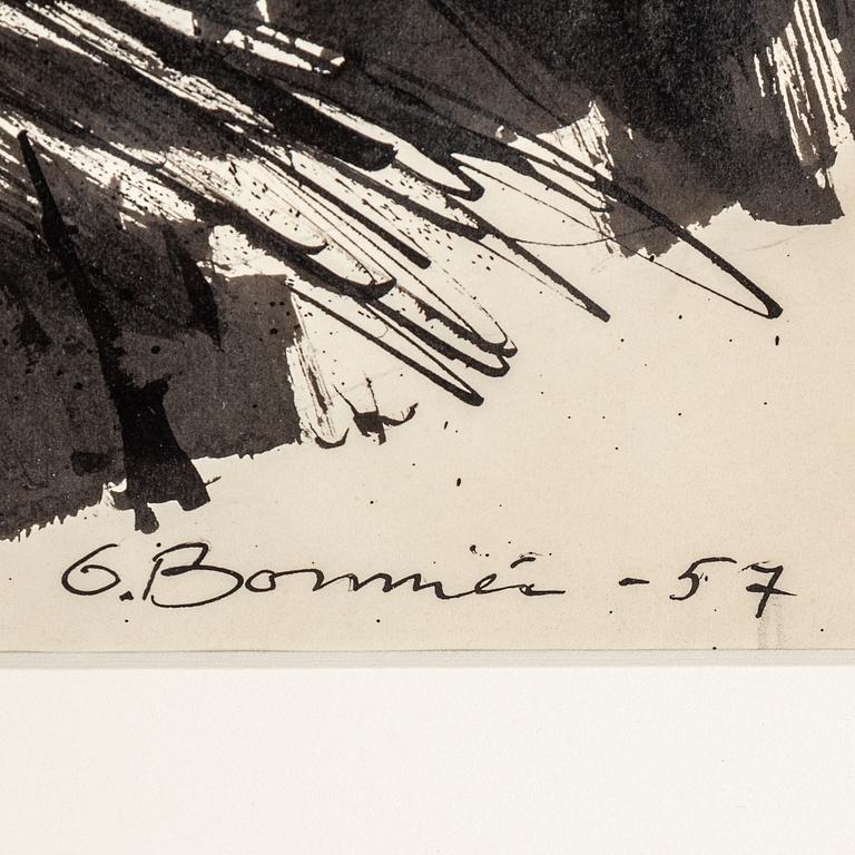 OLLE BONNIÉR, gouache on paper, signed and dated -57.