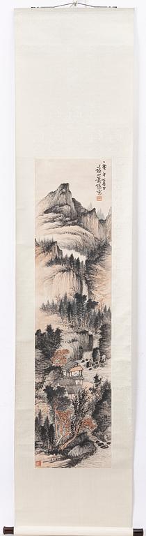 Xiao Sun (1883-1944), scroll painting, Mountanious landscape, China, dated 1930.