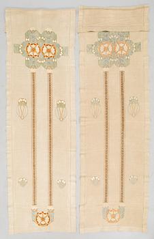 Two pairs of early 20th century curtains, Jämtland, Sweden.
