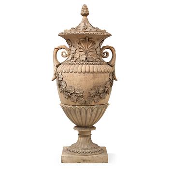 631. A Swedish Höganäs 1860's stoneware garden urn by Ferdinand Ring.