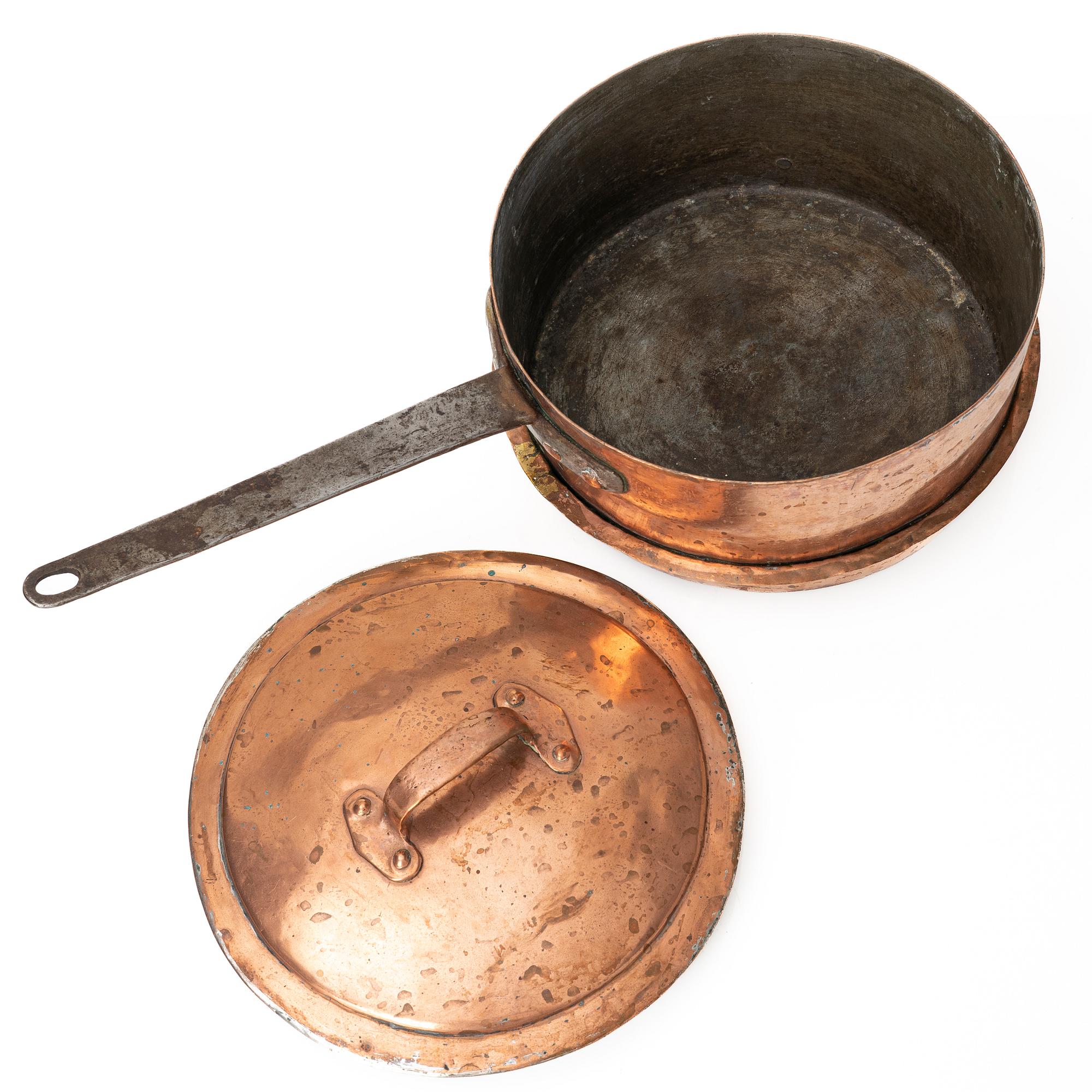 A copper saucepan, from the royal household of Sofia albertina, Sweden, 18th-19th century.