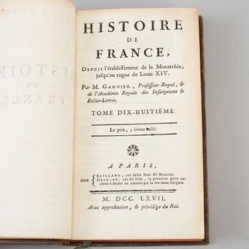 A set of 10 1700s books,  "'Histoire de France", 18th century.