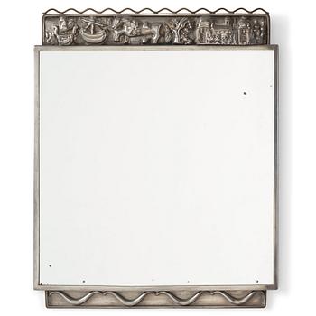 238. Nils Fougstedt, a pewter framed wall mirror, Svenskt Tenn, Stockholm 1925.