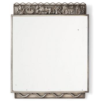 238. Nils Fougstedt, a pewter framed wall mirror, Svenskt Tenn, Stockholm 1925.