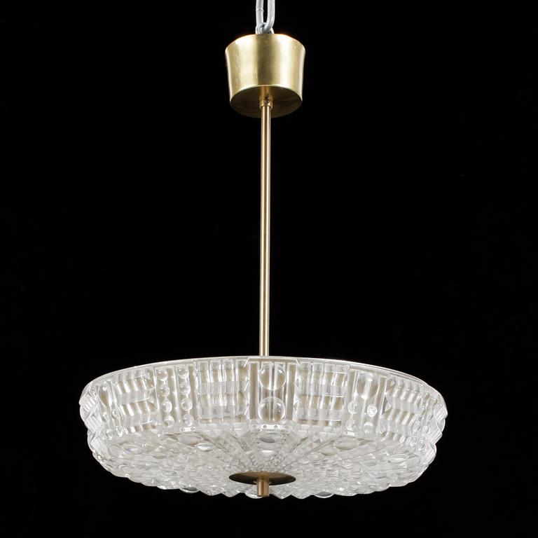 TAKLAMPA, glas, Orrefors, 1900-talets mitt.
