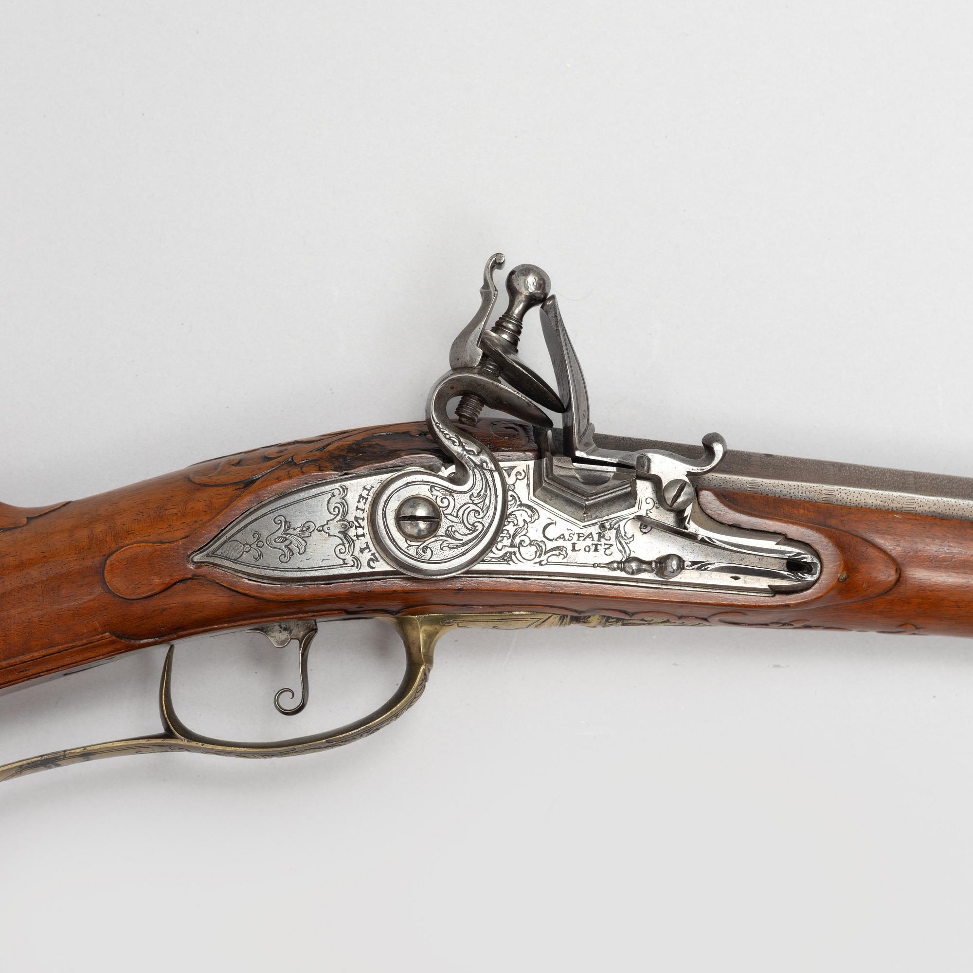 Flintlåsstudsare, signerad Caspar Lotz, Teinitz (Prag omkring år 1800).