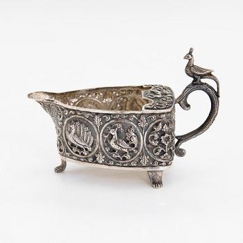 Cream jug, silver, likely India, first half of the 20th century.
