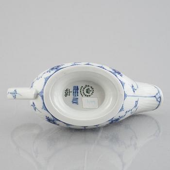 A 'Blue Fluted Plain' /'Musselmalet' sauce boat with stand, Royal Copenhagen, model 406 and 409, 1963 and 1893-1900.