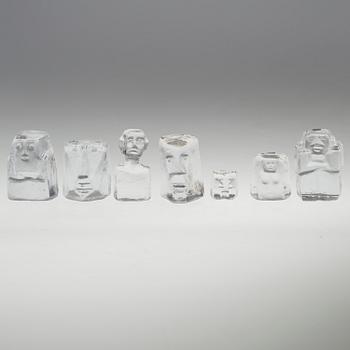 ERIK HÖGLUND, 7 glass figurines, Boda.