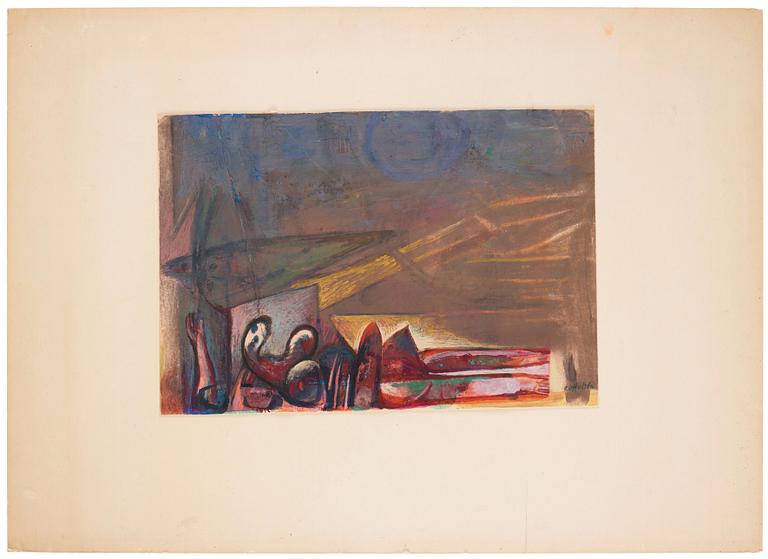 CO Hultén, mixed media, signed and executed in 1953.