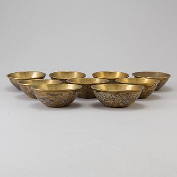 Nine egyptian bowls so called Cairoware from the year 1900.