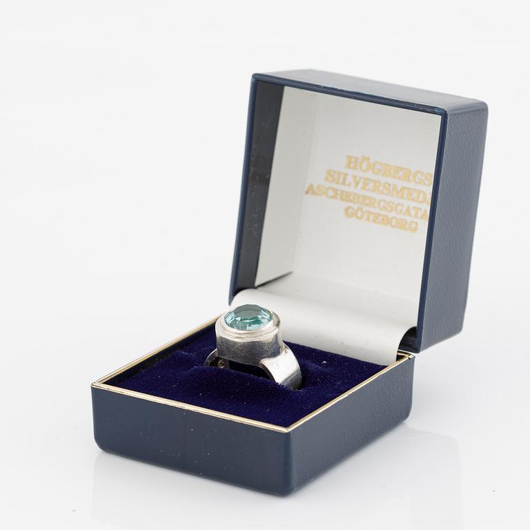 Anders Högberg, ring, sterling silver, with blue stone, Gothenburg 1977.