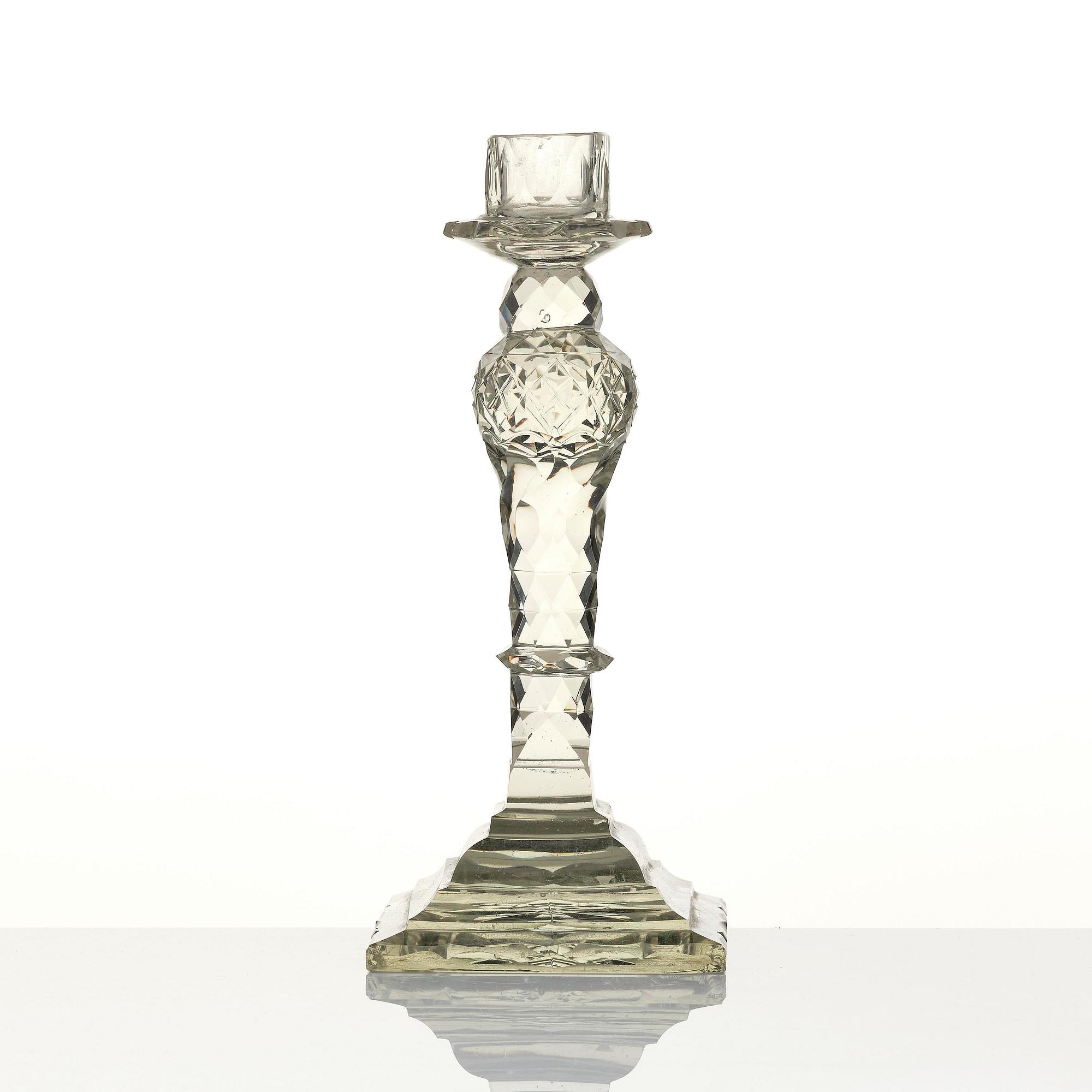An Anglo-Irish cut glass candle stick, 18th century.