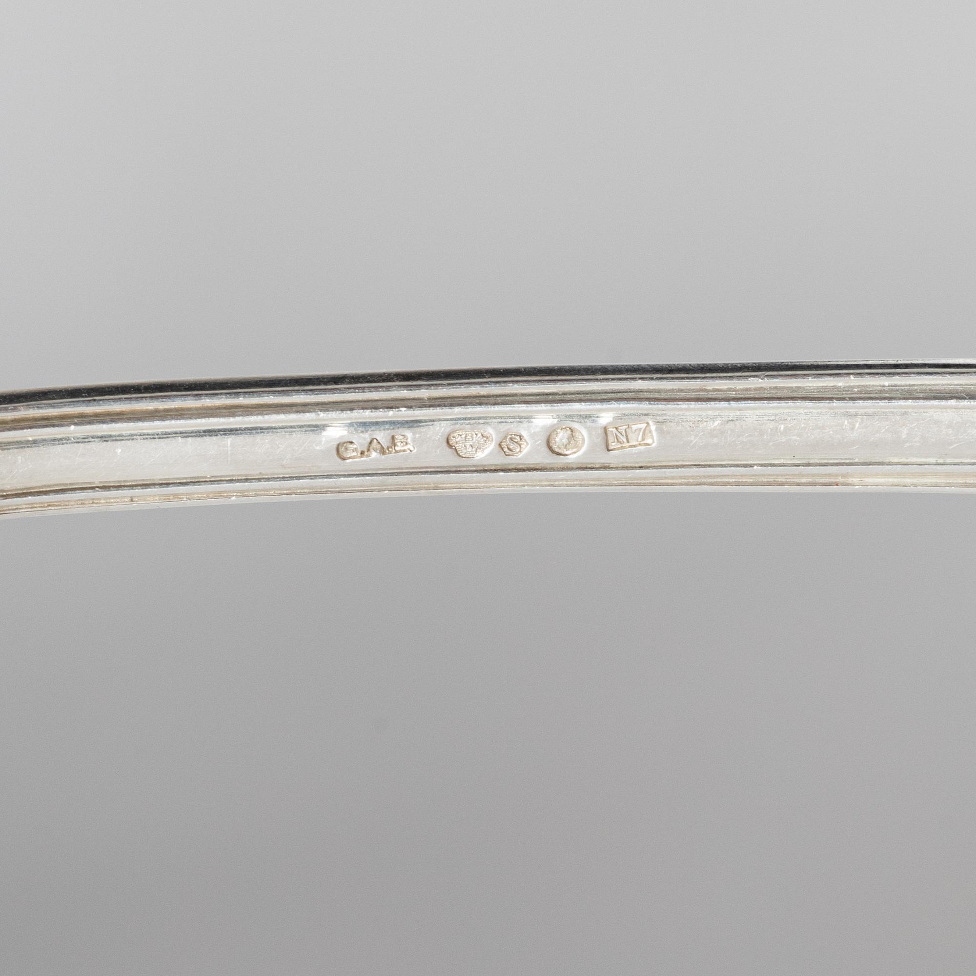 A 143-piece silver flatware set, 'Olga', mostly GAB and C.G.Hallberg Stockholm, 1872-1961.