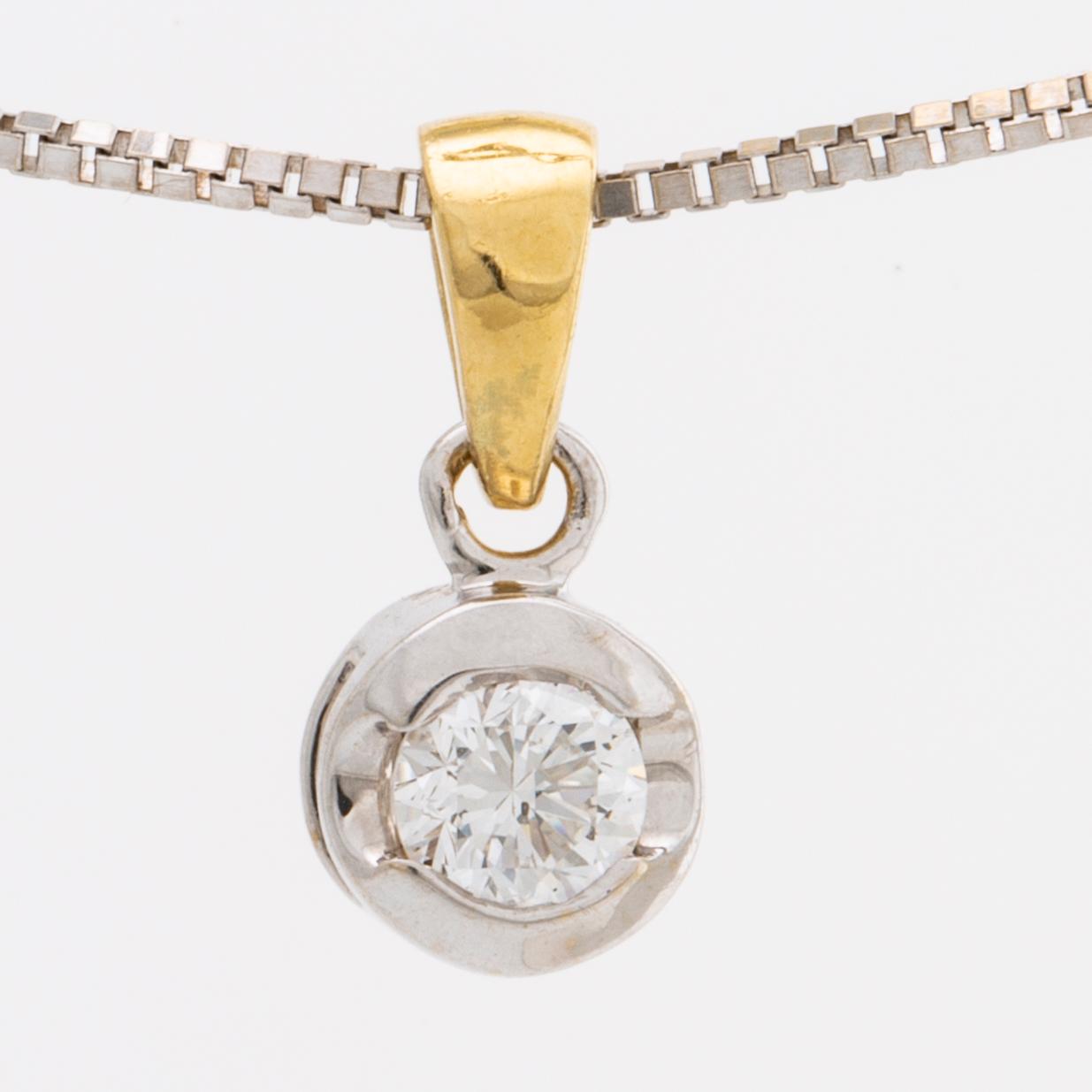 BRILJANTHÄNGE m KEDJA 18K vitguld 1 briljant 0,25 ct enligt gravyr.