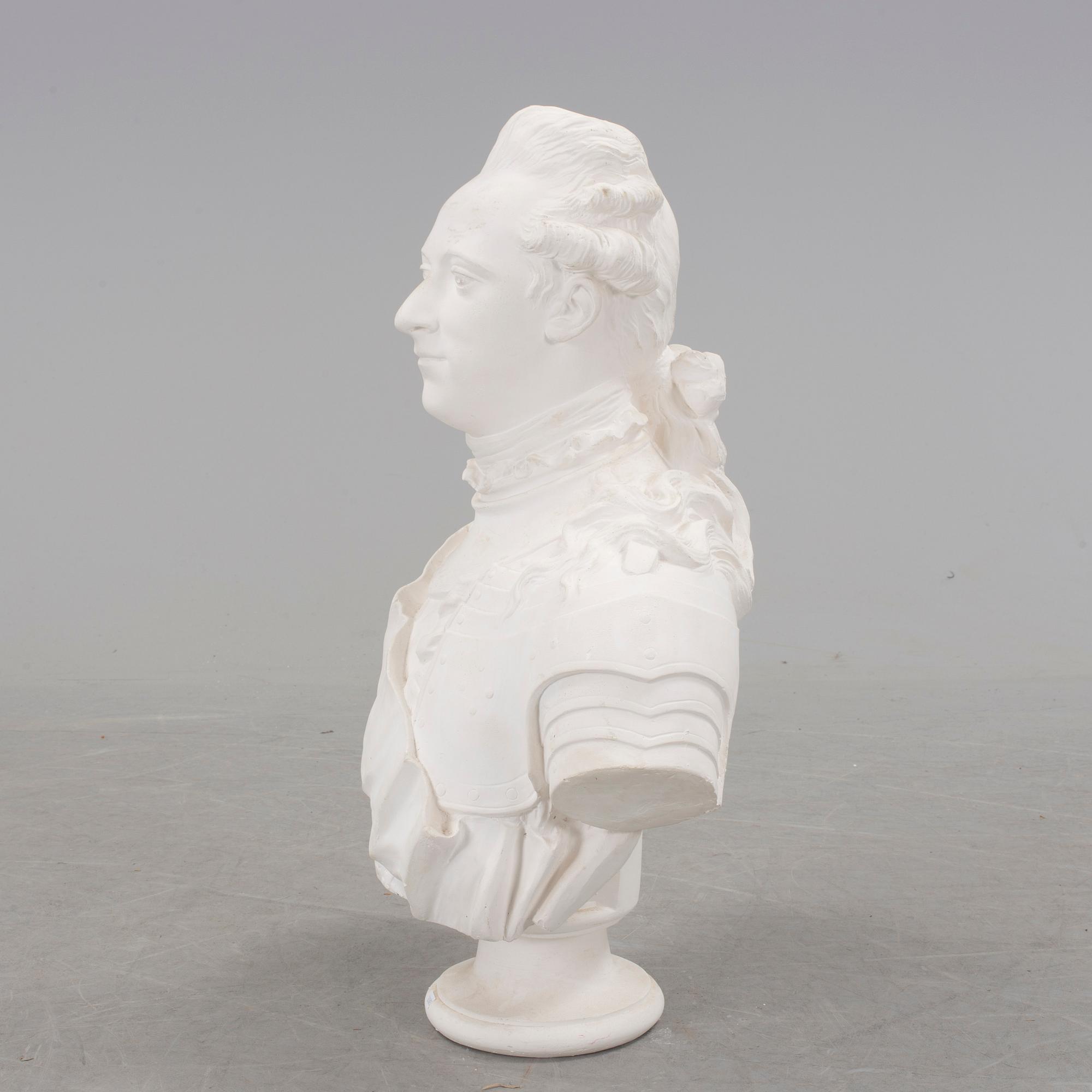 JOHAN TOBIAS SERGEL, after. A plaster bust of Gustav III.