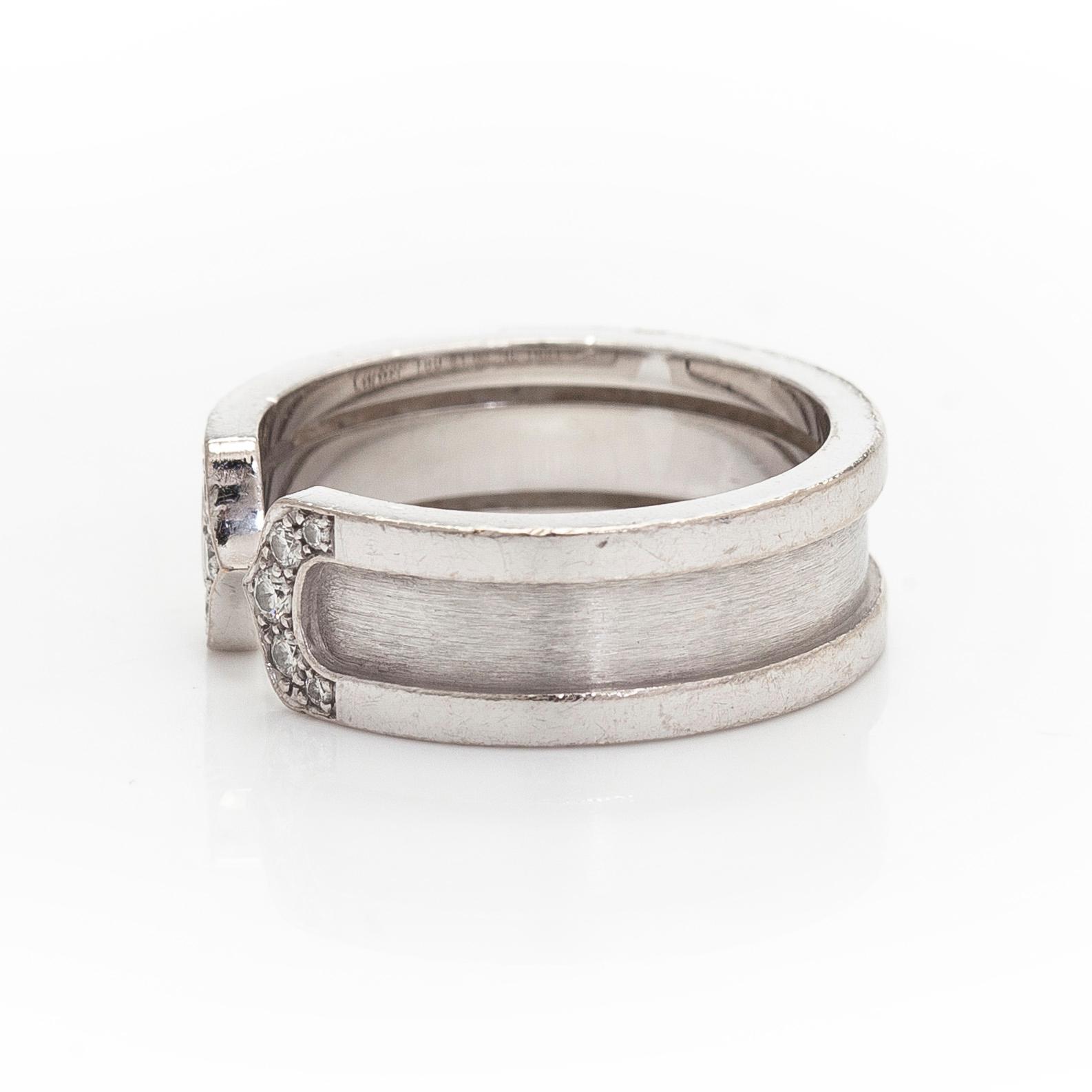 Cartier, Ring, “Double C”, 18K white gold and brilliant-cut diamonds.