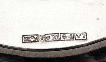 SOCKERSKÅL OCH GRÄDDKANNA, silver och glas, Kalevala, 1974.