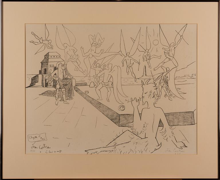 JEAN COCTEAU, litografi, signerad, numrerad 26/35 samt daterad -57.