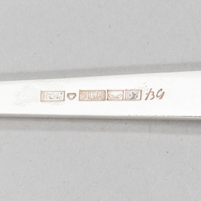 Bertel Gardberg, A 96-piece set of "Birgitta" silver cutlery, marked BG, Hopeatehdas oy, Helsinki 1956-64.