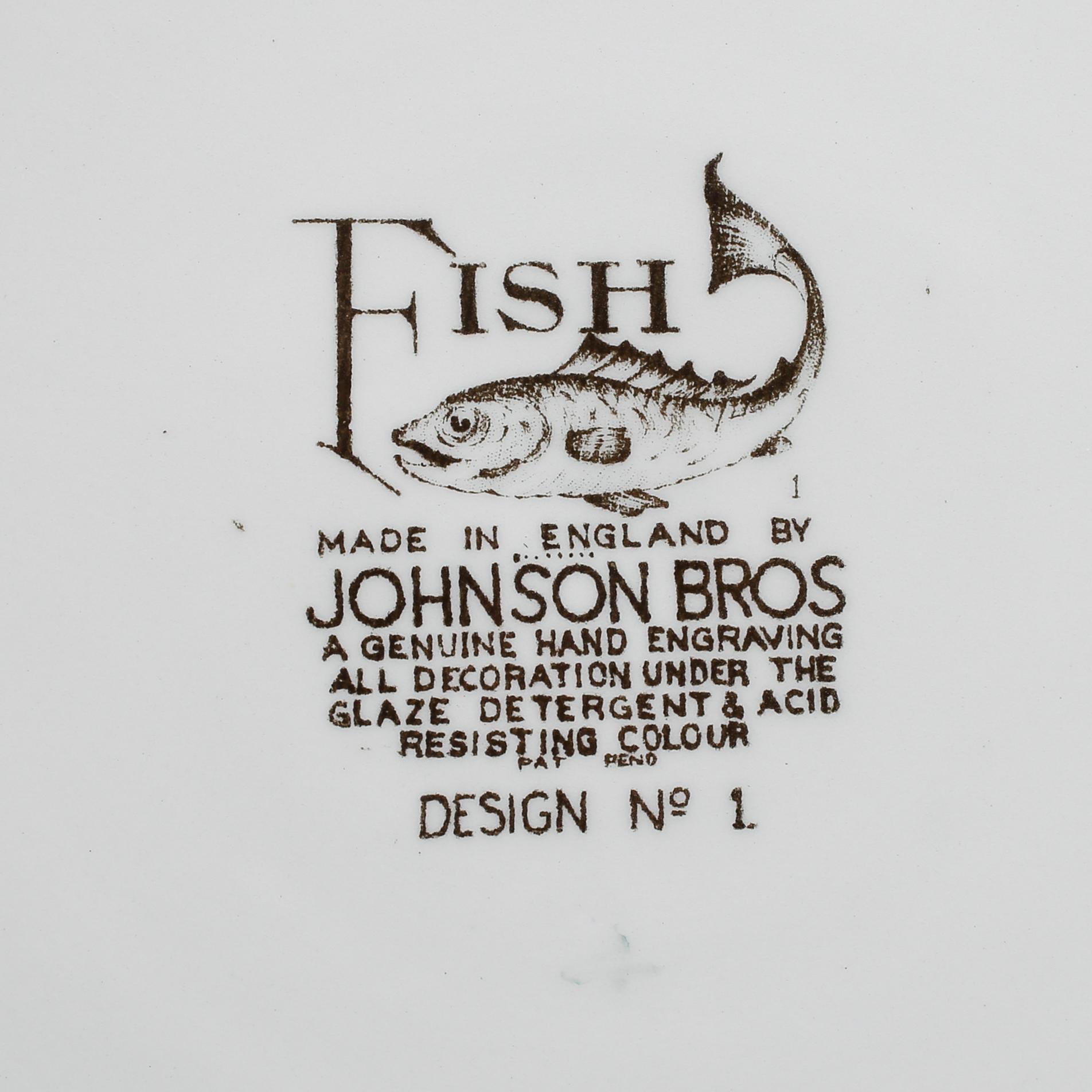 FISKSERVIS, 15 delar, porslin, "Fish", Johnson Bros, England.