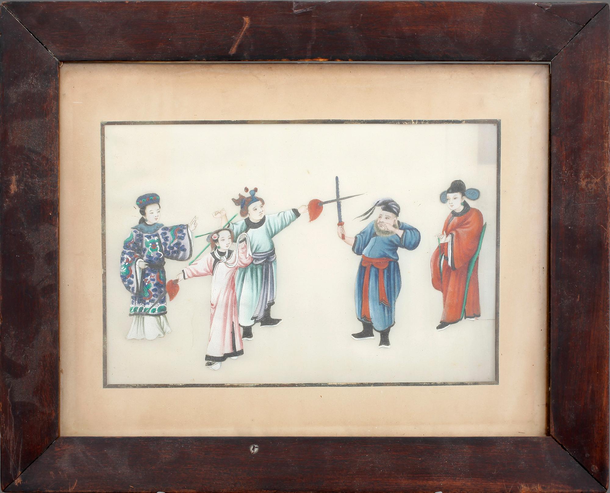 GOUACHER, på rispapper, ett par, Qing, Kina.