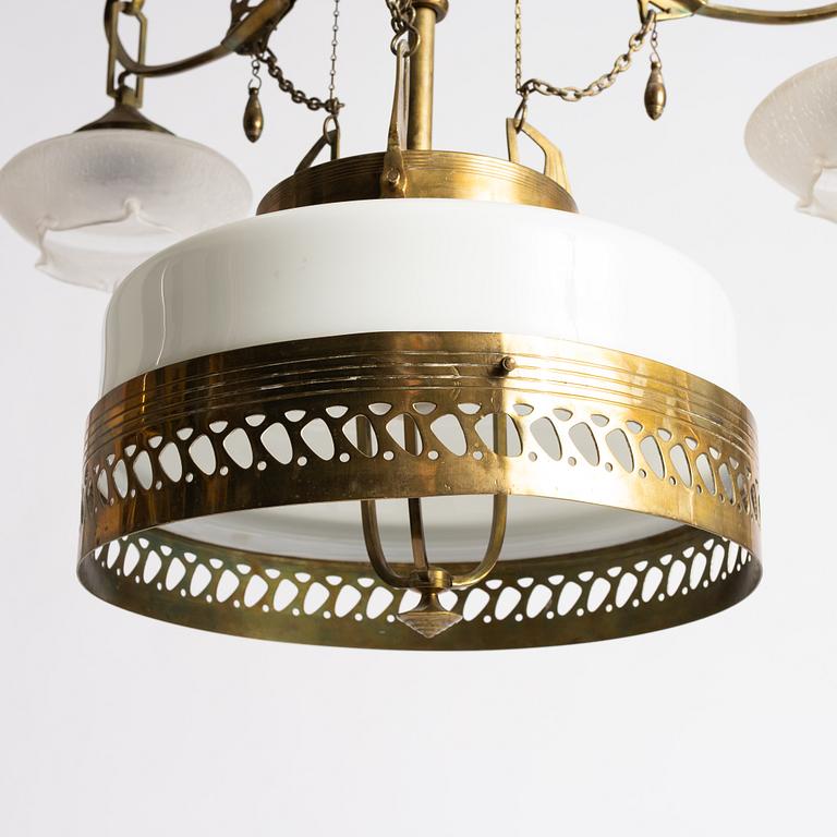 A Jugend brss ceiling lamp, ealry 20th century.