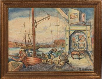 RAGNAR NYBERG, akvarell och krita. Sign och dat.