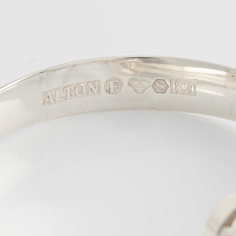 Alton, bracelet and ring, silver and faceted rock crystal.