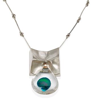 694. Björn Weckström, A Björn Weckström sterling and acrylic  'Space Silver' pendant and chain, Lapponia 1973.