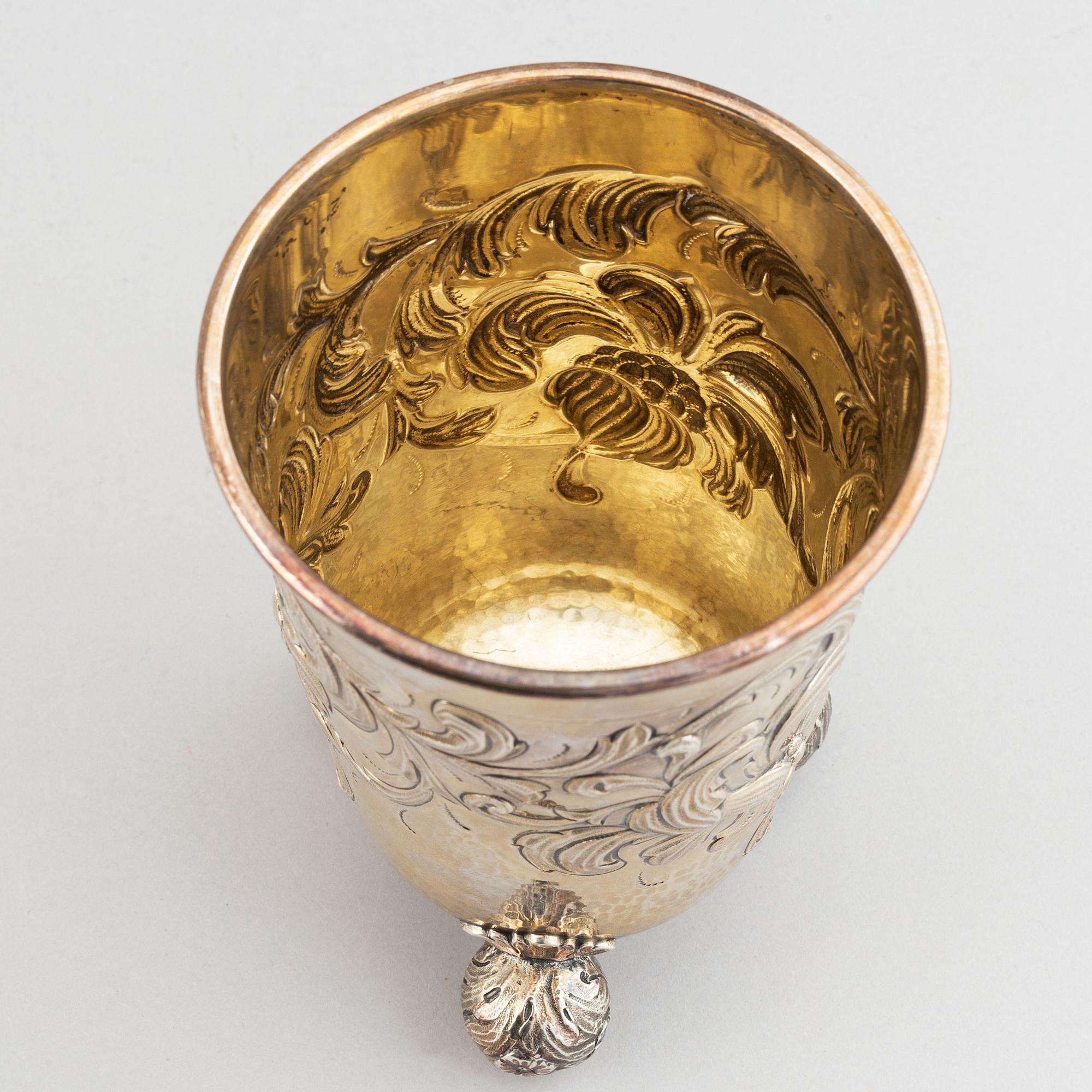 CG Hallberg, a baroque style silver beaker,  Stockholm 1948.