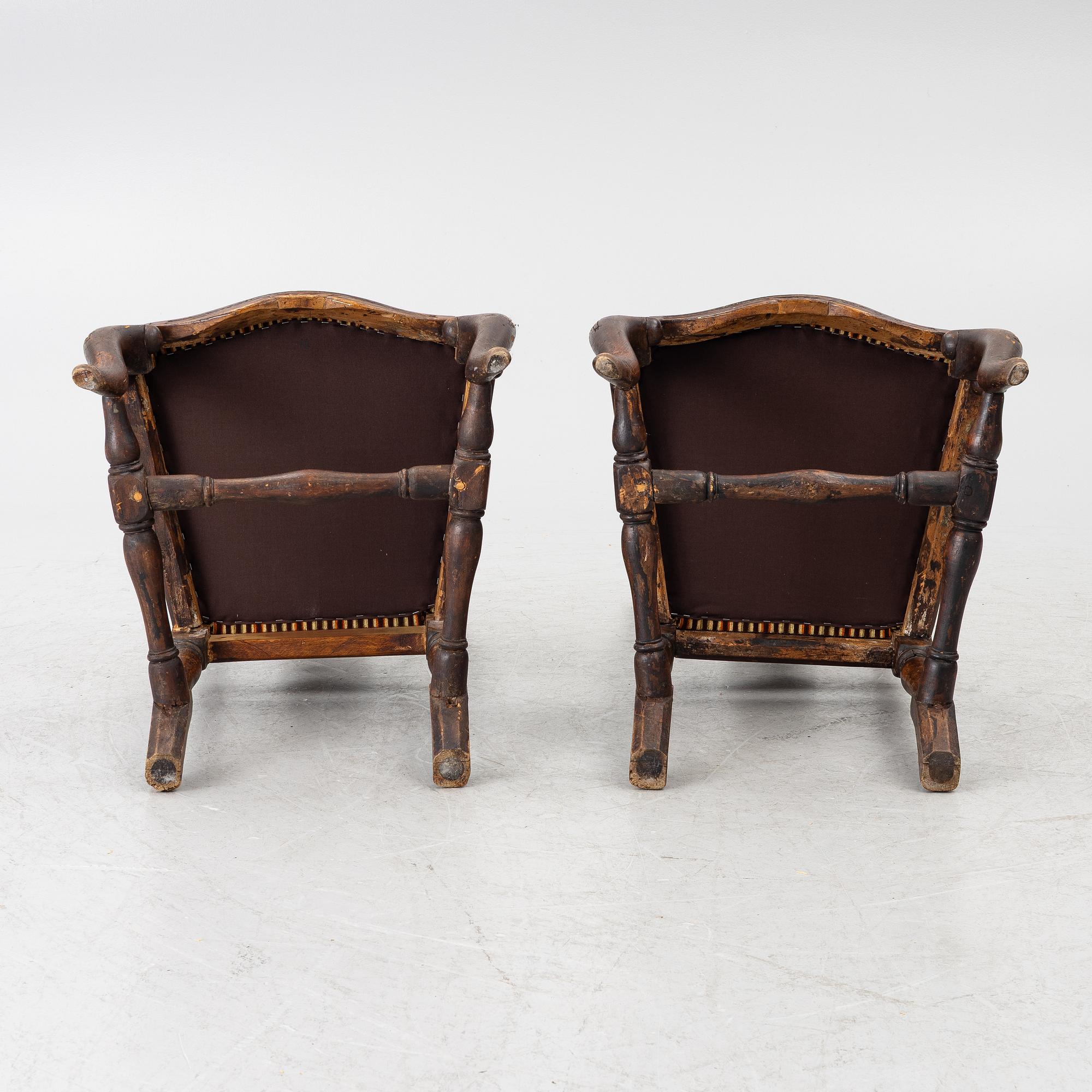 Pair of Rococo chairs, 18th century.