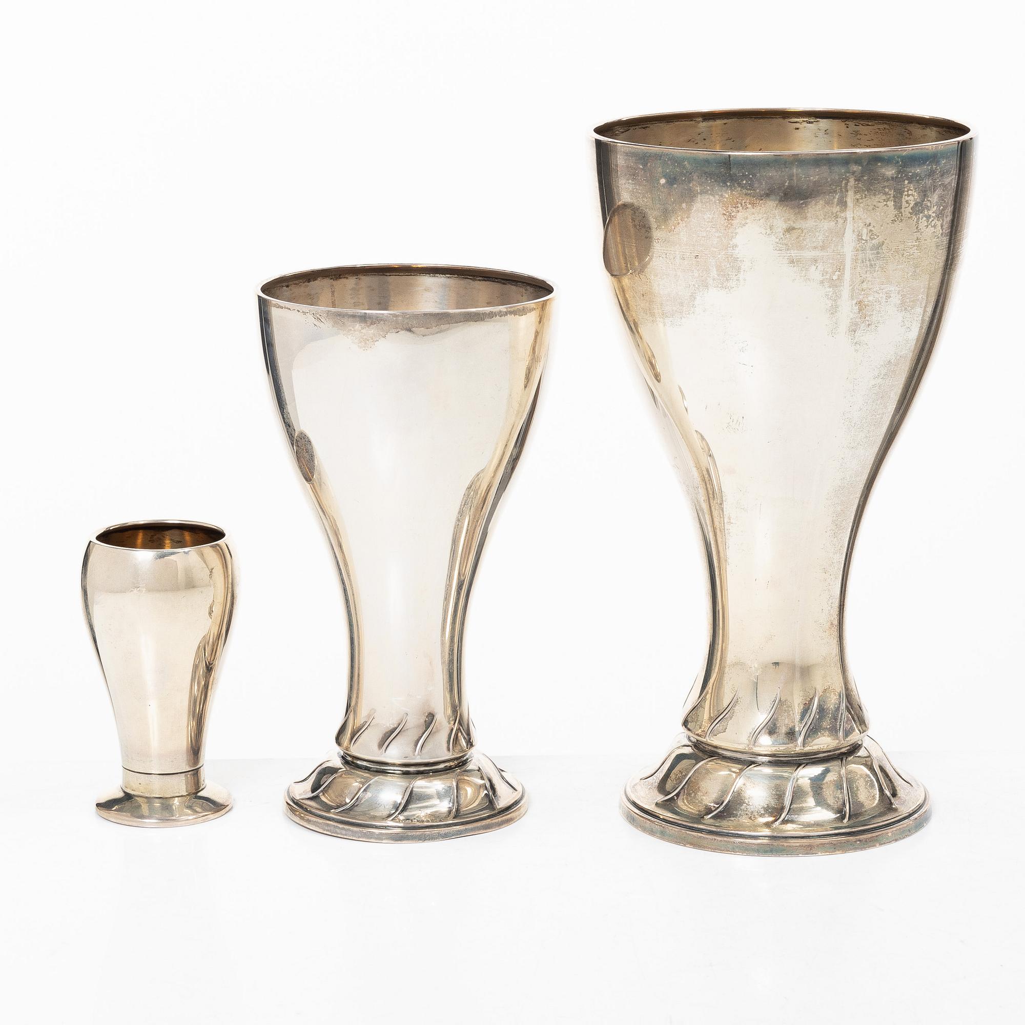 Three Swedish silver trophies, 1910s.