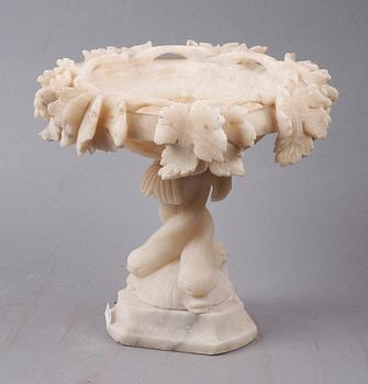 SKÅL PÅ FOT, alabaster, 1800-talets slut.